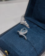 Vintage 1.68ct Pear Cut Matural Aquamarine Bridal Set Stackable Ring - Wedding Gift - Scene 6