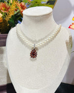 Fancy Floral Halo 1.51ct Pear Cut Garnet Necklace in Sterling Silver - Anniversary Gift - Scene 6