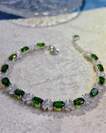 Alternating diopside bracelet sterling silver featuring Green Diopside