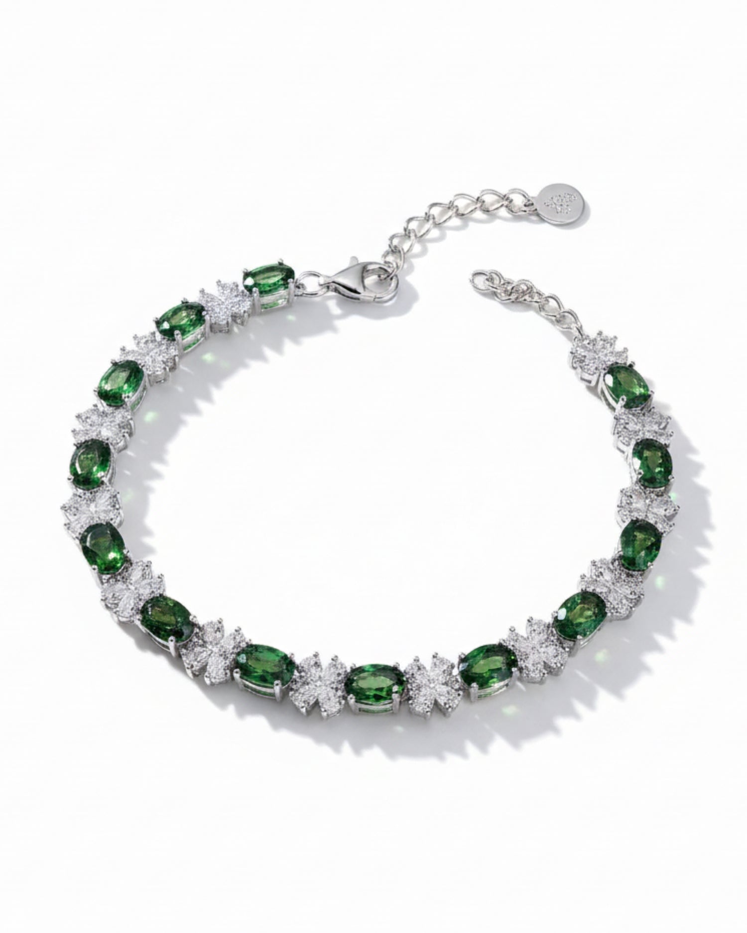 Vintage Cluster 7.15ct Oval Cut Natural Diopside Alternating Stone Bracelet - Anniversary Gift