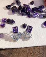 Amethyst nature earrings for anniversary - For Her or For Wife