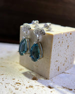 Blue fluorite drop earrings for evening - For Her, For Wife