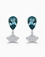 Art Deco 9.52ct Pear Cut Blue Fluorite Drop Earrings - Anniversary Gift