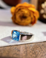Classic blue topaz ring sterling silver featuring Swiss Blue Topaz