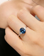 Model wearing London Blue Topaz Silver Ring, ideal Anniversary or Birthday Gift gift