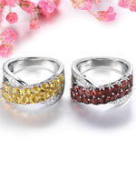 Close-up of Crossover citrine ring sterling silver featuring Yellow Citrine