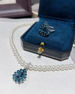 December birthstone necklace gift for her featuring Fancy Halo design elements