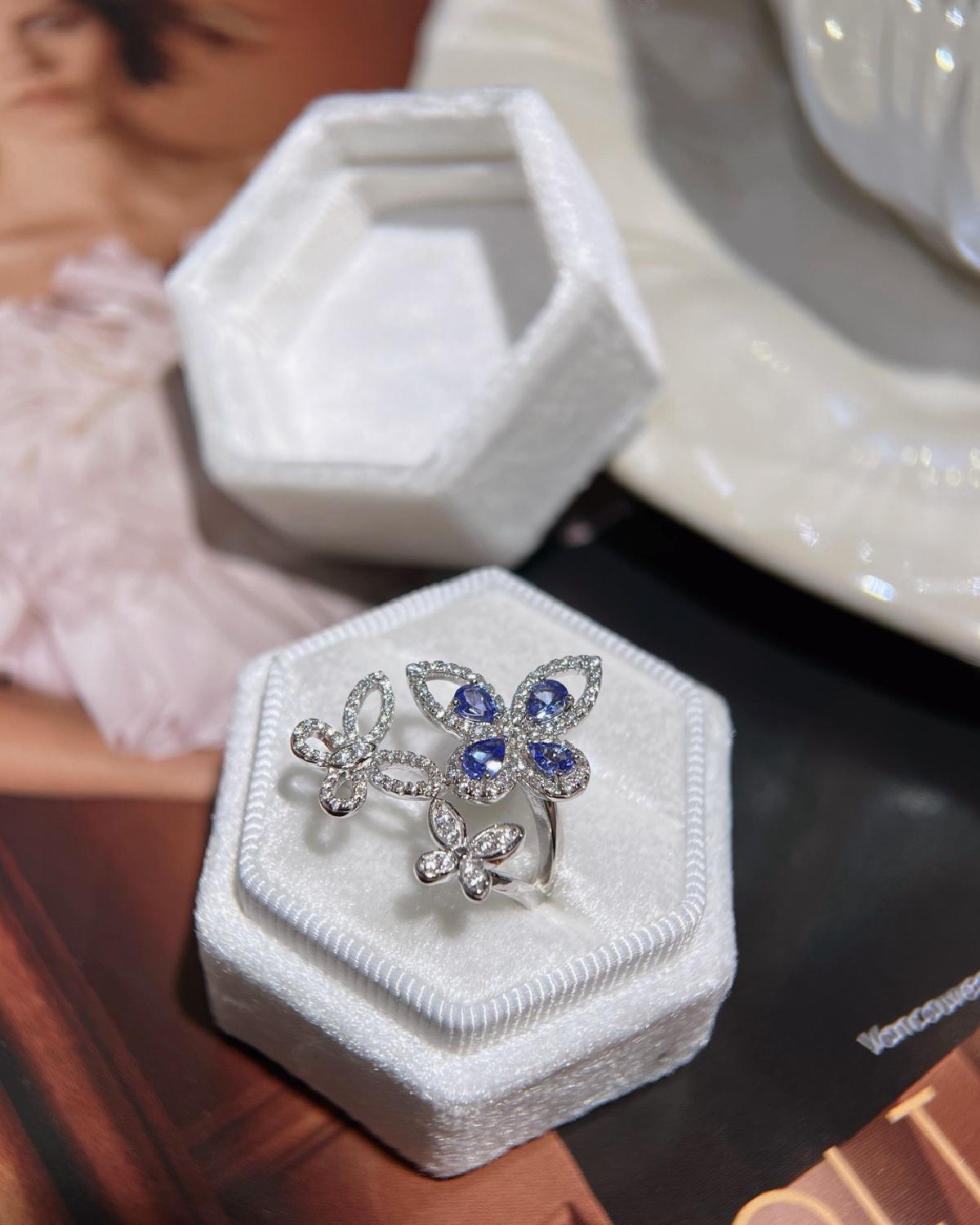 December birthstone ring gift for her featuring Buttlerfly design elements