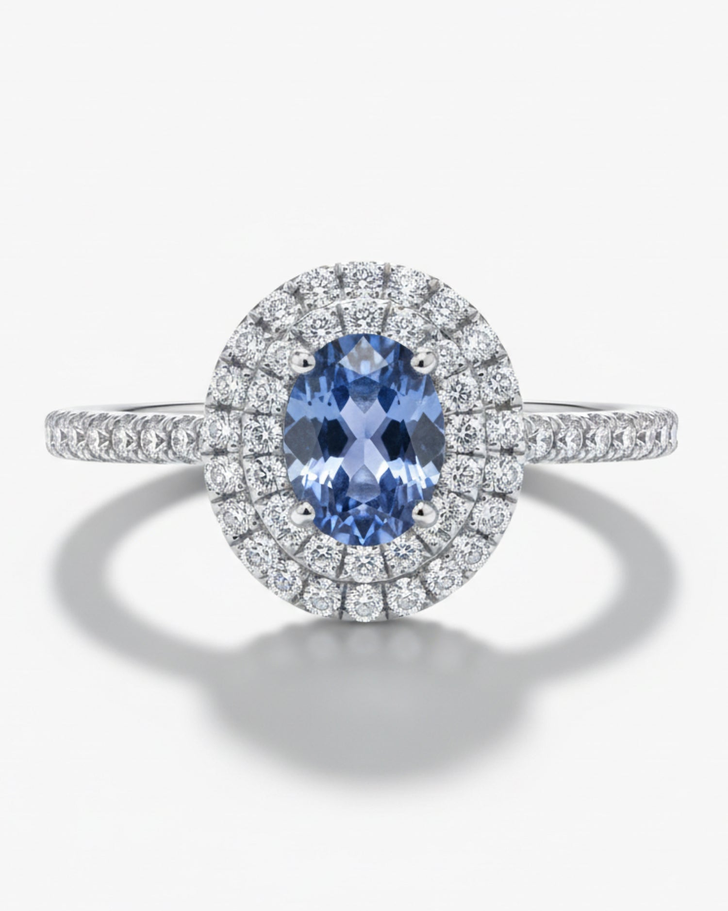 Vintage Double Halo 0.45ct Oval Cut Natural Sapphire Ring for Anniversary Gift