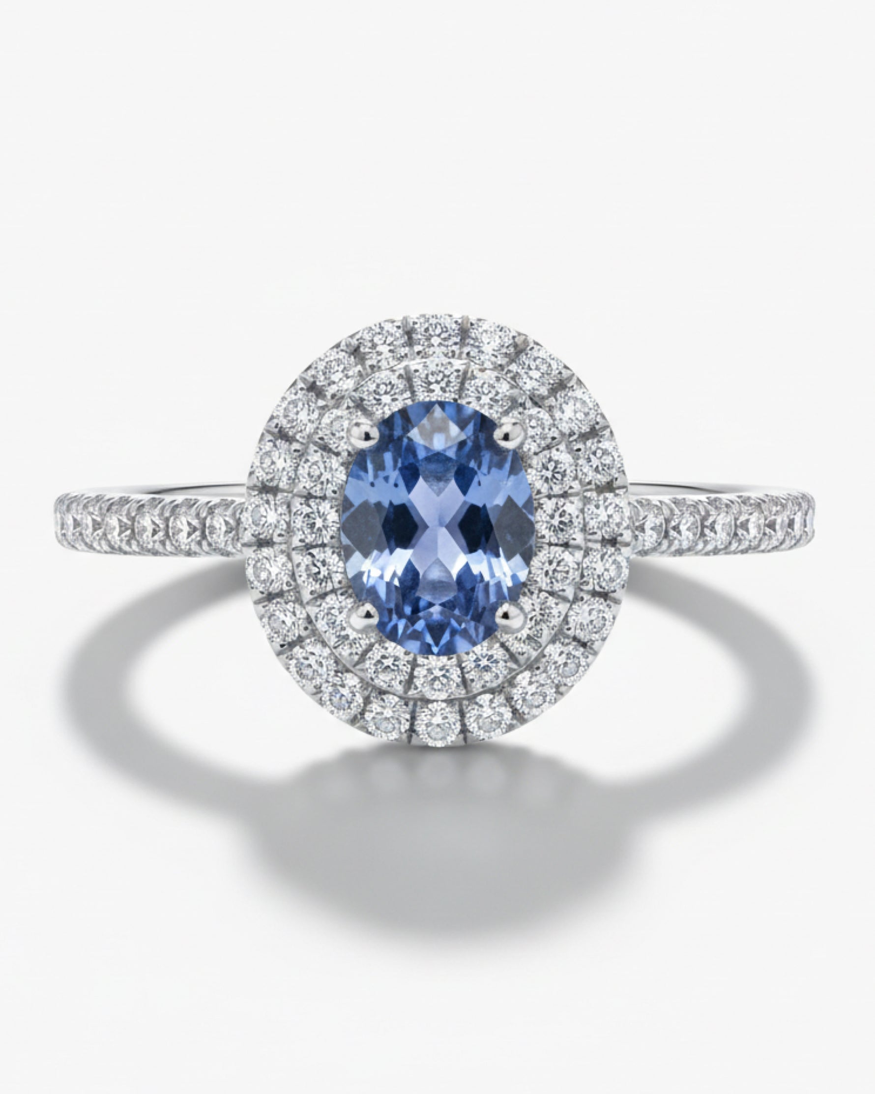 Vintage Double Halo 0.45ct Oval Cut Natural Sapphire Ring for Anniversary Gift