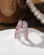 Eternity pink tourmaline hoops sterling silver featuring Pink Tourmaline