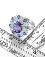 Floral amethyst cocktail ring sterling silver featuring Purple Amethyst