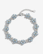 Floral 3.28ct Natural Pear Cut Aquamarine Bracelet - Anniversary Gift