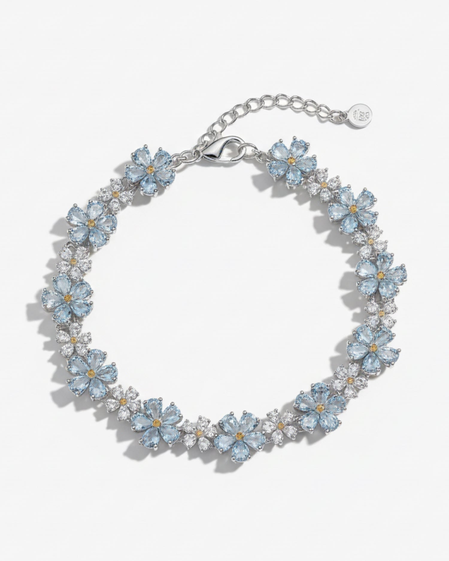 Floral 3.28ct Natural Pear Cut Aquamarine Bracelet - Anniversary Gift