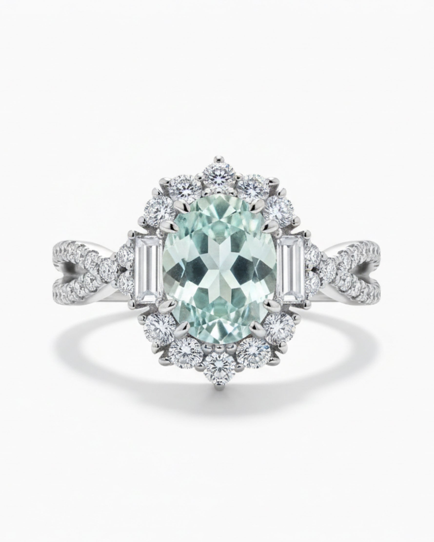 Vintage Floral 1ct Oval Cut Natural Aquamarine Ring in Sterling Silver - Anniversary Gift