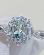 Detail view of Floral Aquamarine Ring Sterling Silver featuring Blue Aquamarine