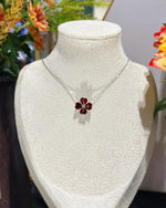 Four leaf clover garnet necklace silver featuring Red Garnet