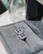 Four leaf clover tanzanite earrings silver featuring Blue-Violet Tanzanite