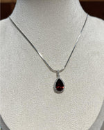 Garnet classic necklace for anniversary - For Her or For Wife