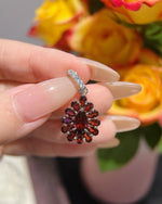 Garnet halo necklace for anniversary - For Her, For Wife