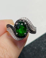 Green Birthstone Ring Gift for Her featuring Bypass Design design elements