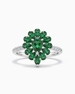 Floral Cluster 1.24ct Oval Cut Natural Green Diopside Fancy Halo Ring - Anniversary Gift