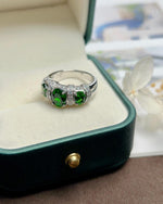 Green Gemstone Ring Gift for Her featuring 3 Stone design elements