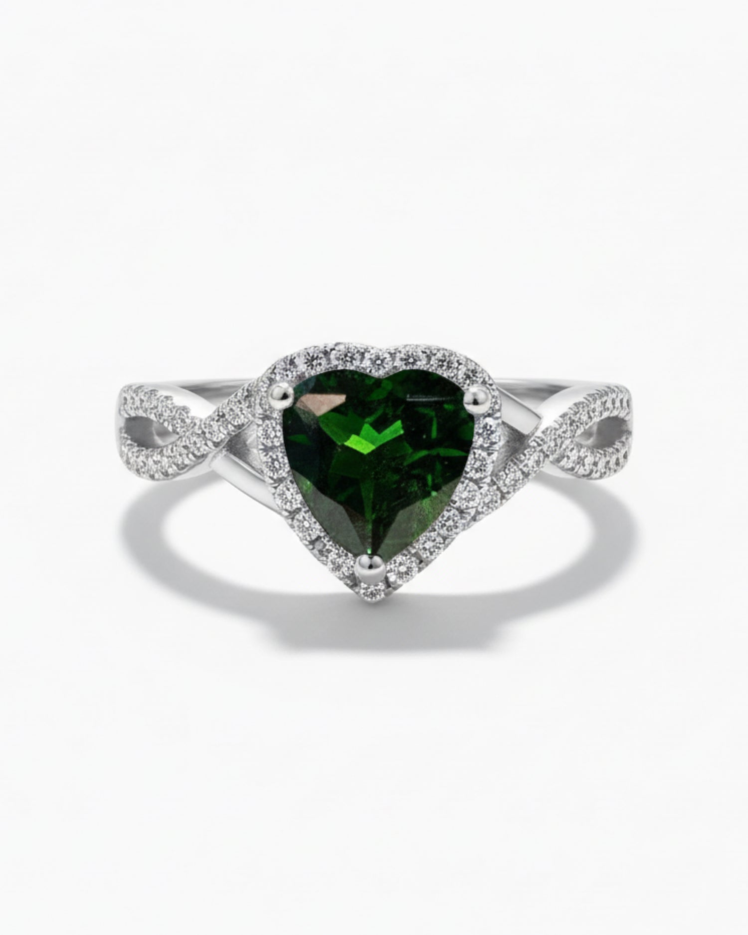 Modern Halo 1.27ct Triangle Cut Green Diopside Ring for Anniversary Gift