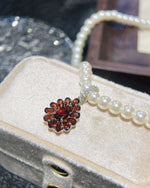 January birthstone necklace gift for her featuring Fancy Halo design elements