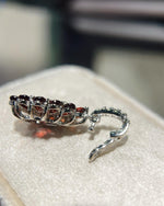 Fancy Floral Halo 1.51ct Pear Cut Garnet Necklace in Sterling Silver - Anniversary Gift by MooiKeni