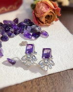 Nature inspired amethyst earrings sterling silver featuring Purple Amethyst