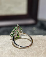 Nature Inspired Diopside Ring Silver featuring Green Diopside