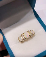 Opal three stone ring for anniversary - For Her, For Wife