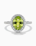 Classic Halo 1.73ct Oval Cut Natural Peridot Ring for Anniversary Gift