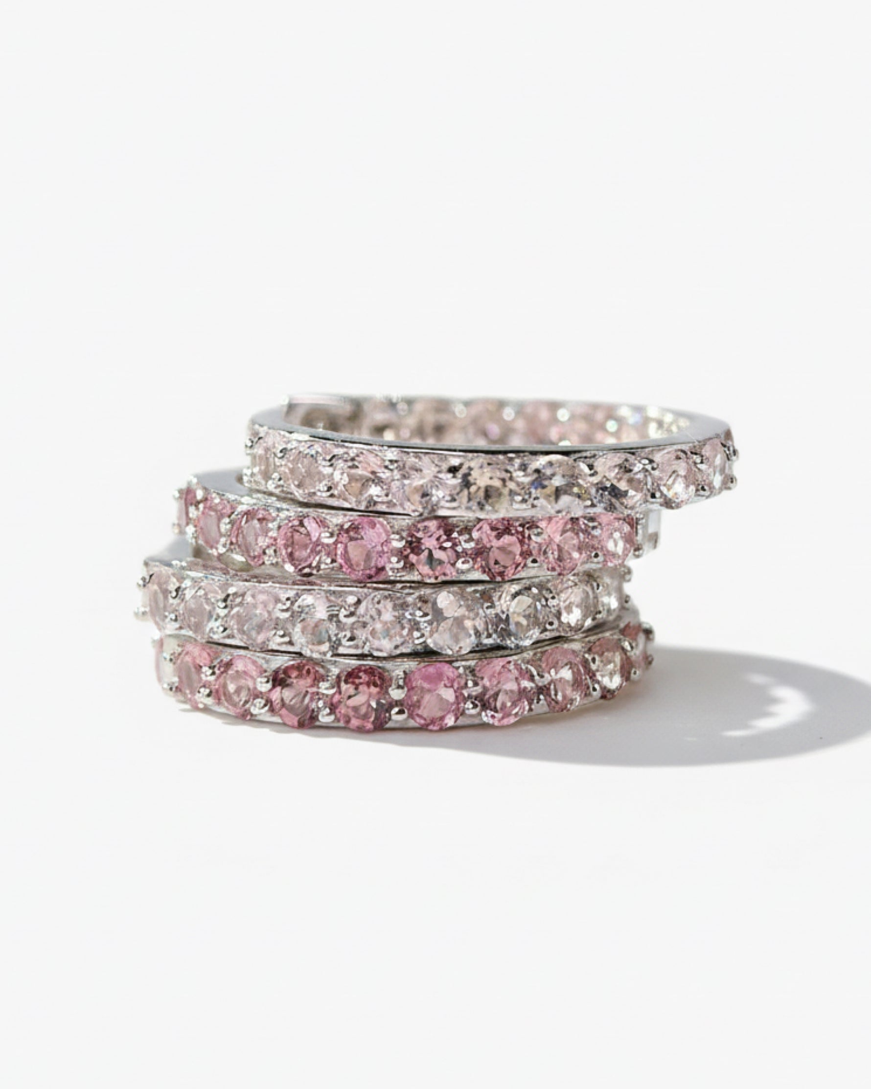 Eternity 1.97ct Round Cut Natural Pink Tourmaline Hoop Earrings - Anniversary Gift