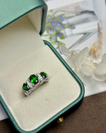 Retro Diopside Ring Sterling Silver featuring Green Diopside