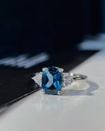 Side Cluster Topaz Ring Sterling Silver featuring London Blue Topaz