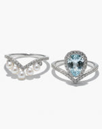 Vintage 1.68ct Pear Cut Matural Aquamarine Bridal Set Stackable Ring - Wedding Gift