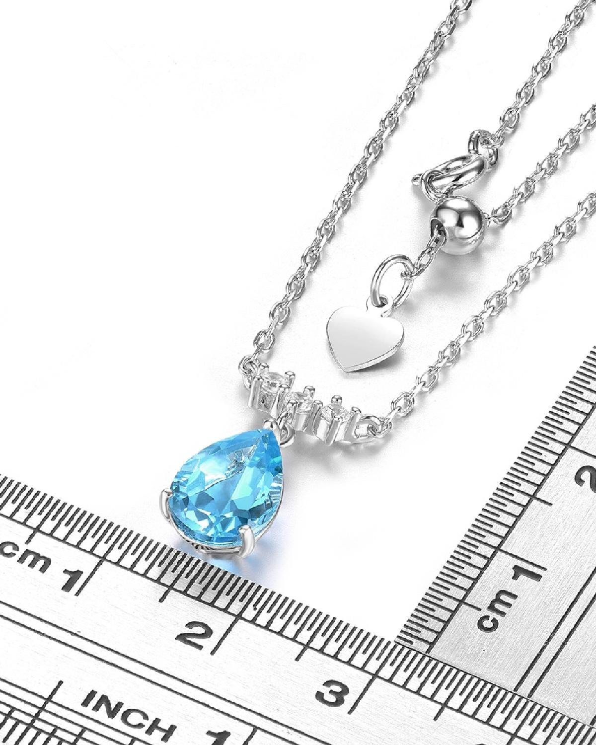 Teardrop topaz necklace 925 sterling silver featuring Blue Topaz