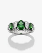 Retro 2.4ct Oval Cut Natural Diopside Three Stone Ring for Her