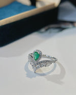 Vintage emerald ring sterling silver featuring Green Emerald